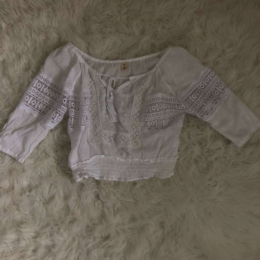 70’s white puffy crop top